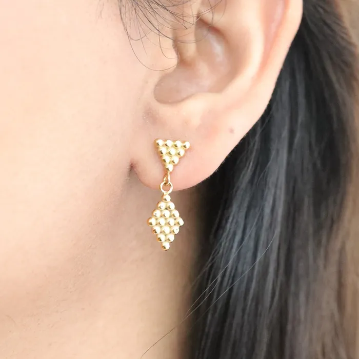 Earrings Jewelvers 18K GoldFilled Rhombus Earrings Geometric Honeycomb Stud Earrings