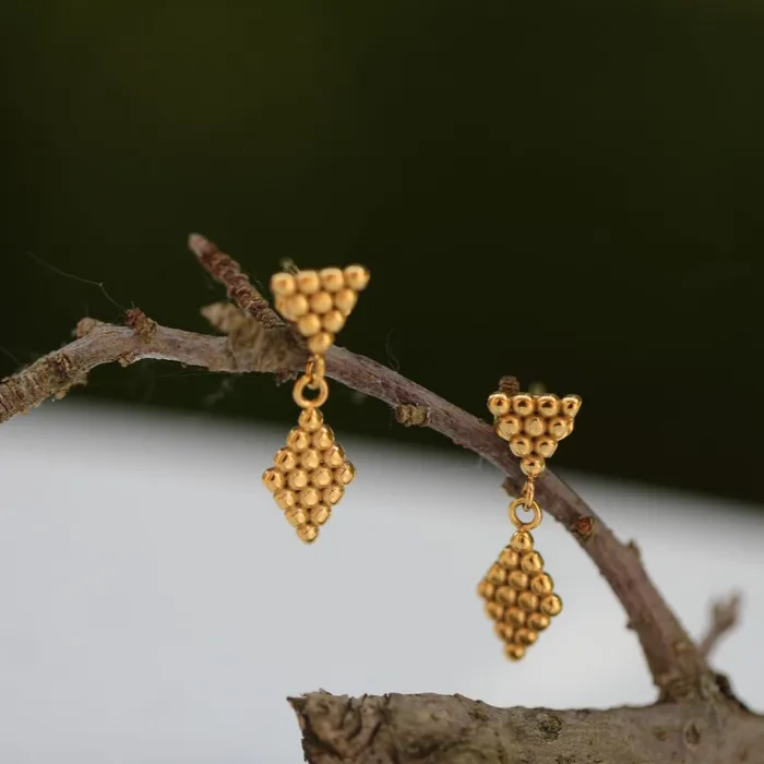 Earrings Jewelvers 18K GoldFilled Rhombus Earrings Geometric Honeycomb Stud Earrings