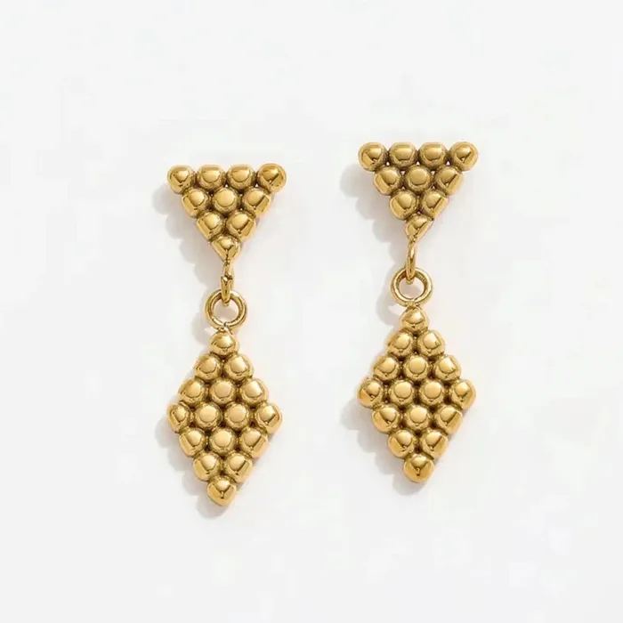Earrings Jewelvers 18K GoldFilled Rhombus Earrings Geometric Honeycomb Stud Earrings