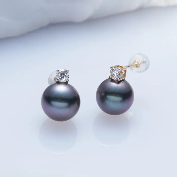 Earrings Pearly Lustre 18K Gold Top Grade Tahitian Pearl Earrings KE00194