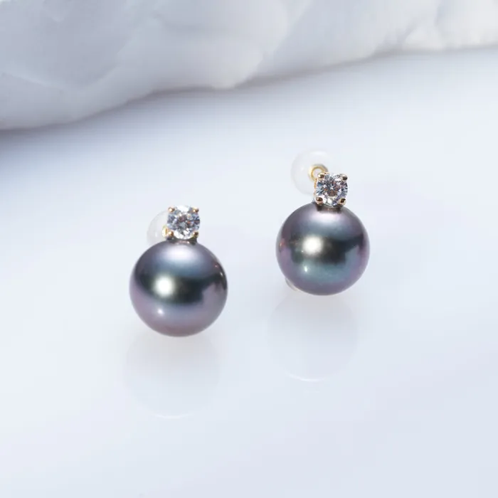 Earrings Pearly Lustre 18K Gold Top Grade Tahitian Pearl Earrings KE00194