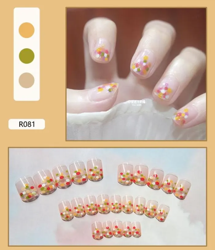 Earrings Polly NS323 Short Square Press On Nails 24 Pieces R081