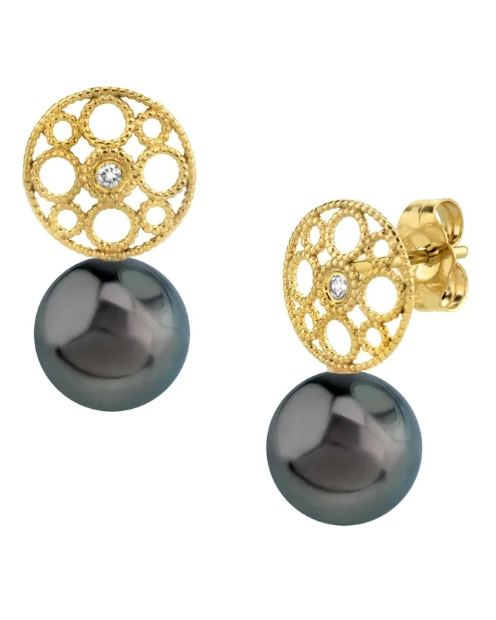 Earrings spt Back Tahitian Pearl Diamond Faye Drop Earrings