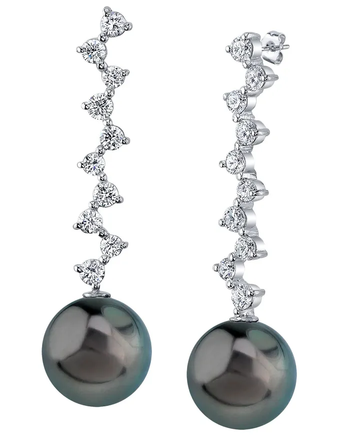 Earrings spt Tahitian South Sea Pearl Diamond Evasion Earrings