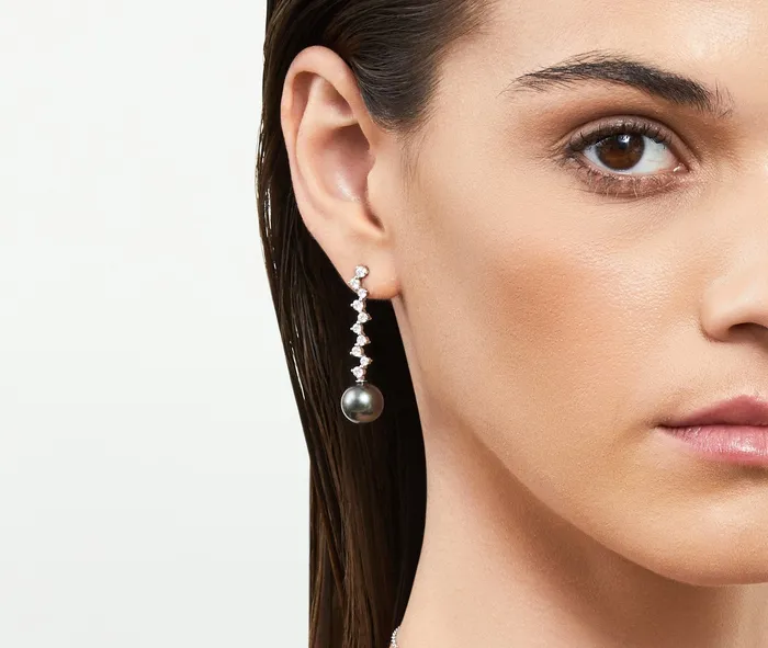 Earrings spt Tahitian South Sea Pearl Diamond Evasion Earrings