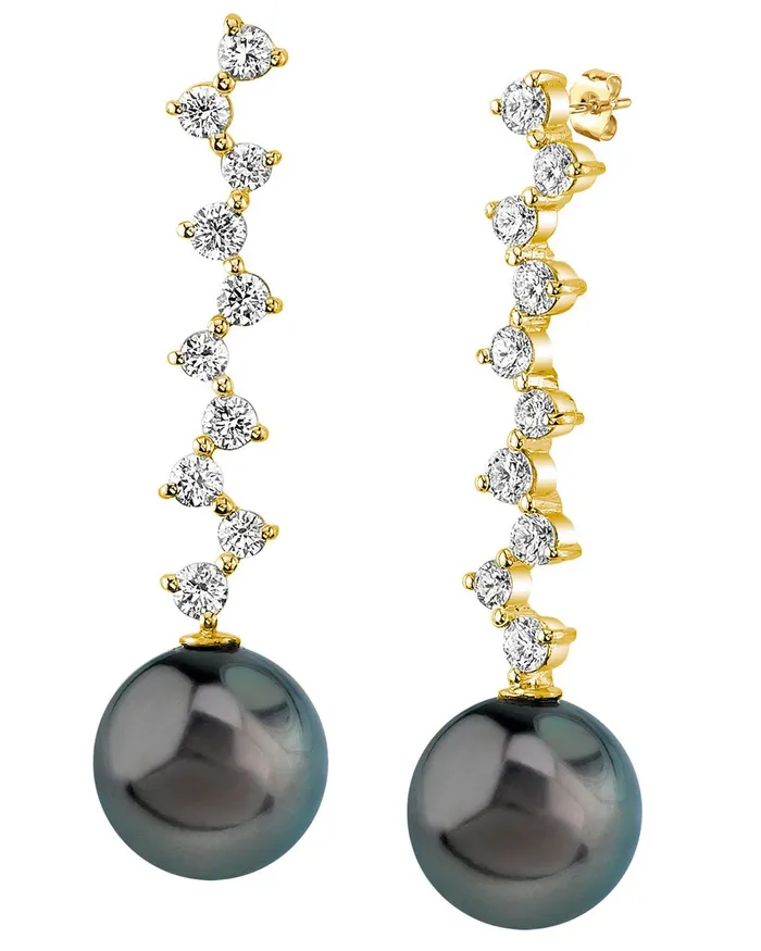 Earrings spt Tahitian South Sea Pearl Diamond Evasion Earrings