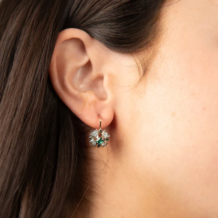 Earrings STORE 5a PreOwned Synthetic Emerald and Moissanite Earrings