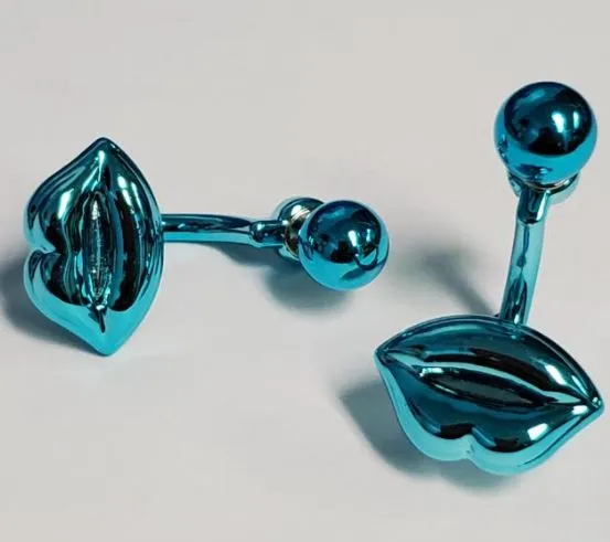 Earrings Susan E1012 Fashion Blue Lips Peek a Boo Earrings