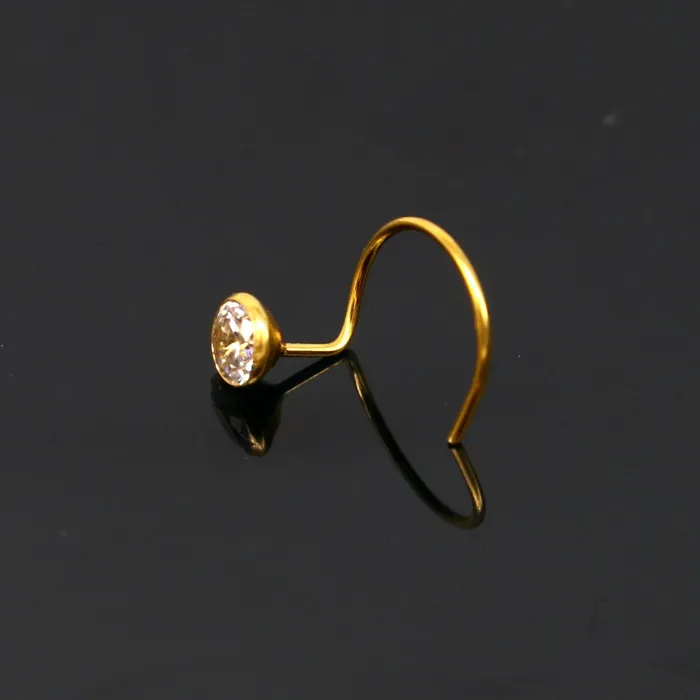 Earrings TRIBAL ORNAMENTS 35mm 18 kt yellow gold fabulous nose pin excellent single cz stone nose pin stunning design gifting gold jewelry for girls womens gnp40 Earrings TRIBAL ORNAMENTS 35mm 18 kt yellow gold fabulous nose pin excellent single cz stone nose pin stunning design gifting gold jewelry for girls womens gnp40