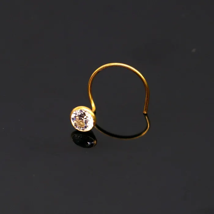 Earrings TRIBAL ORNAMENTS 35mm 18 kt yellow gold fabulous nose pin excellent single cz stone nose pin stunning design gifting gold jewelry for girls womens gnp40