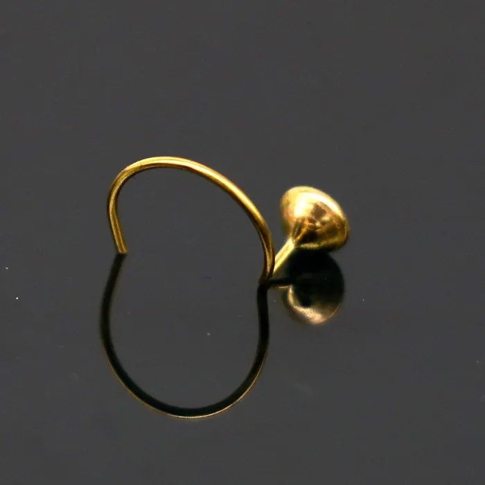 Earrings TRIBAL ORNAMENTS 35mm 18 kt yellow gold fabulous nose pin excellent single cz stone nose pin stunning design gifting gold jewelry for girls womens gnp40