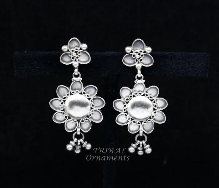 Earrings TRIBAL ORNAMENTS 925 Sterling silver handmade customized floral stud earring Amazing stylish earring fabulous drop dangle gifting jewelry s1039
