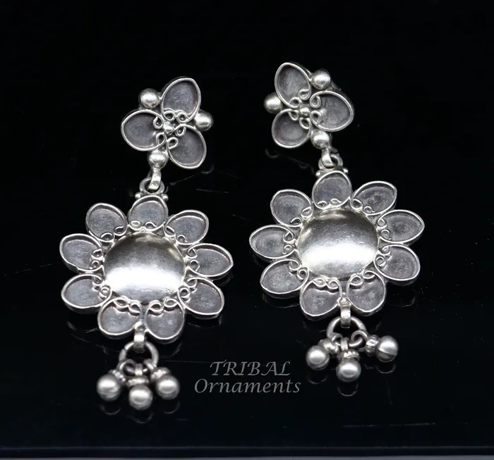Earrings TRIBAL ORNAMENTS 925 Sterling silver handmade customized floral stud earring Amazing stylish earring fabulous drop dangle gifting jewelry s1039