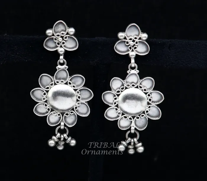 Earrings TRIBAL ORNAMENTS 925 Sterling silver handmade customized floral stud earring Amazing stylish earring fabulous drop dangle gifting jewelry s1039