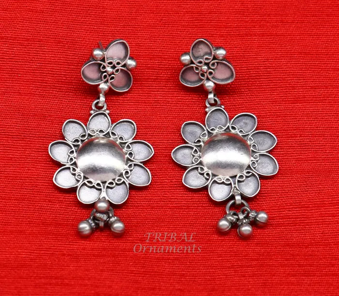 Earrings TRIBAL ORNAMENTS 925 Sterling silver handmade customized floral stud earring Amazing stylish earring fabulous drop dangle gifting jewelry s1039