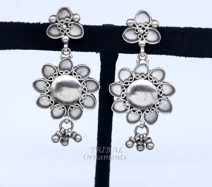 Earrings TRIBAL ORNAMENTS 925 Sterling silver handmade customized floral stud earring Amazing stylish earring fabulous drop dangle gifting jewelry s1039