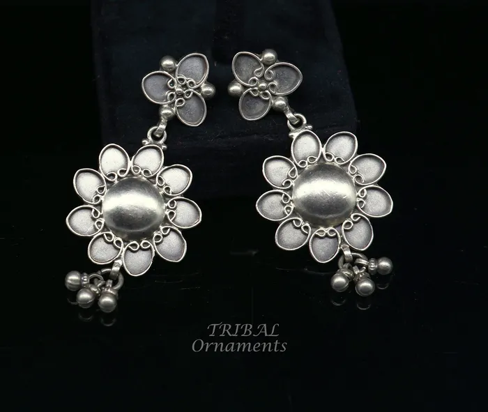 Earrings TRIBAL ORNAMENTS 925 Sterling silver handmade customized floral stud earring Amazing stylish earring fabulous drop dangle gifting jewelry s1039