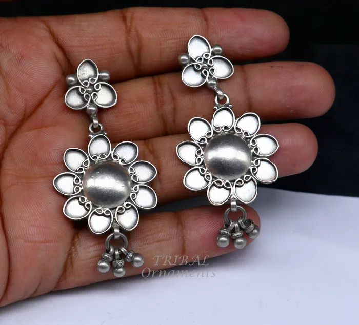 Earrings TRIBAL ORNAMENTS 925 Sterling silver handmade customized floral stud earring Amazing stylish earring fabulous drop dangle gifting jewelry s1039