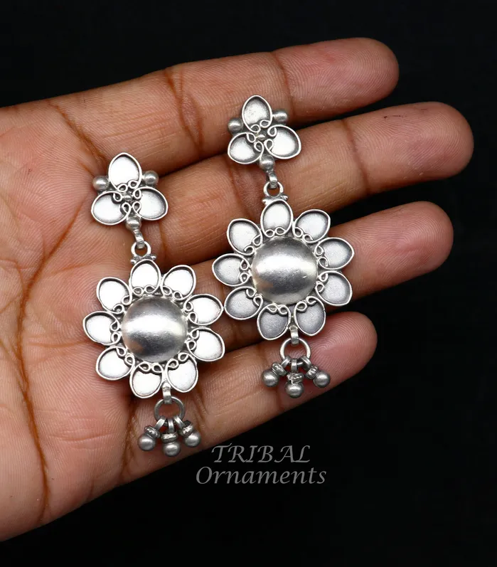 Earrings TRIBAL ORNAMENTS 925 Sterling silver handmade customized floral stud earring Amazing stylish earring fabulous drop dangle gifting jewelry s1039