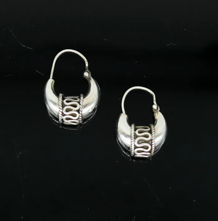 Earrings TRIBAL ORNAMENTS 925 sterling silver handmade hoops stud earring bali excellent customized stylish belly dance personalized gift tribal ethnic jewelry ske15 Earrings TRIBAL ORNAMENTS 925 sterling silver handmade hoops stud earring bali excellent customized stylish belly dance personalized gift tribal ethnic jewelry ske15