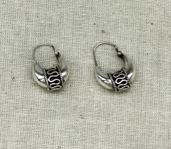 Earrings TRIBAL ORNAMENTS 925 sterling silver handmade hoops stud earring bali excellent customized stylish belly dance personalized gift tribal ethnic jewelry ske15