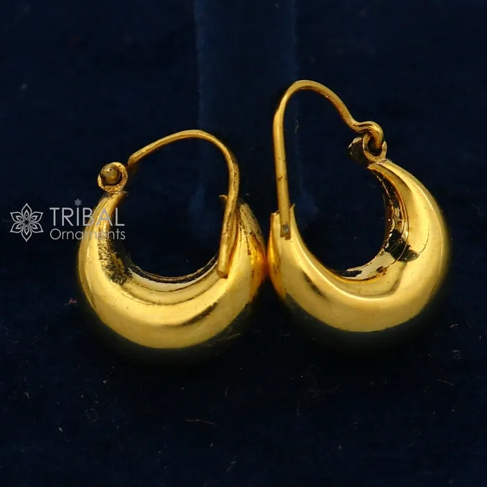 Earrings TRIBAL ORNAMENTS Vintage antique design handmade 925 sterling silver gorgeous gold polished hoops boho earrings bali tribal Banjara jewelry s1303 Earrings TRIBAL ORNAMENTS Vintage antique design handmade 925 sterling silver gorgeous gold polished hoops boho earrings bali tribal Banjara jewelry s1303