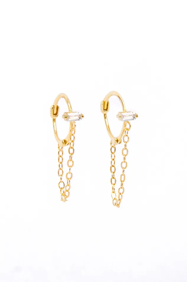 Earrings WANTME Tiny Chains Huggies