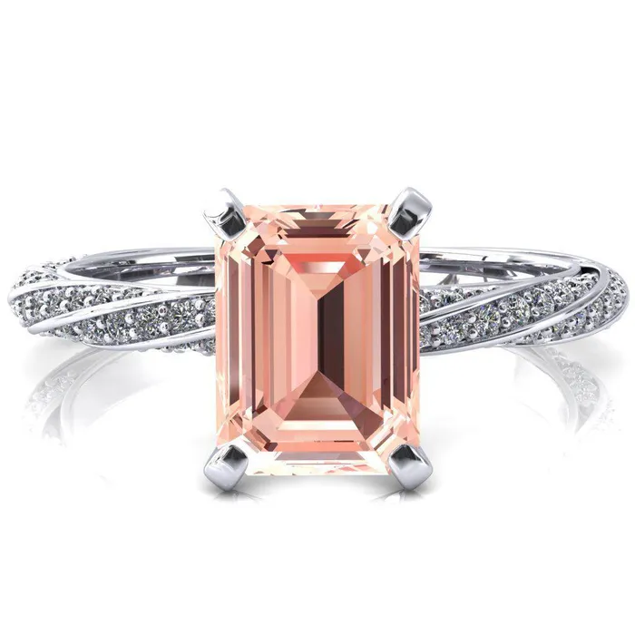 Elysia Emerald Champagne Sapphire 4 Prong 34 Eternity Diamond Accent Ring Fire Brilliance Rings Elysia Emerald Champagne Sapphire 4 Prong 34 Eternity Diamond Accent Ring Fire Brilliance Rings
