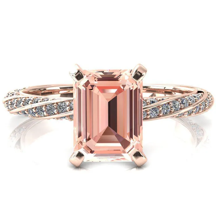 Elysia Emerald Champagne Sapphire 4 Prong 34 Eternity Diamond Accent Ring Fire Brilliance Rings