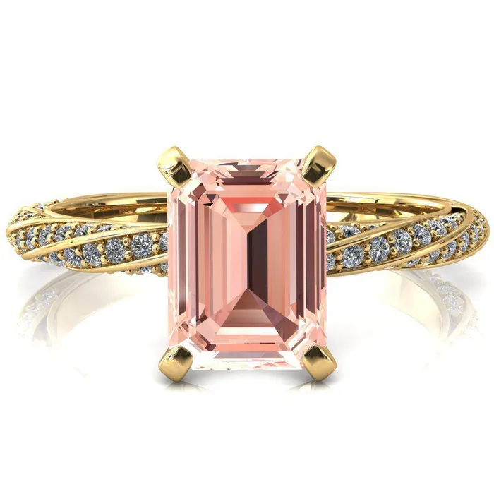 Elysia Emerald Champagne Sapphire 4 Prong 34 Eternity Diamond Accent Ring Fire Brilliance Rings