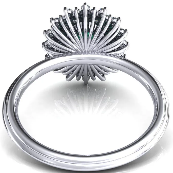Eridanus Oval Emerald Cluster Diamond Halo Wedding Ring Fire Brilliance Rings