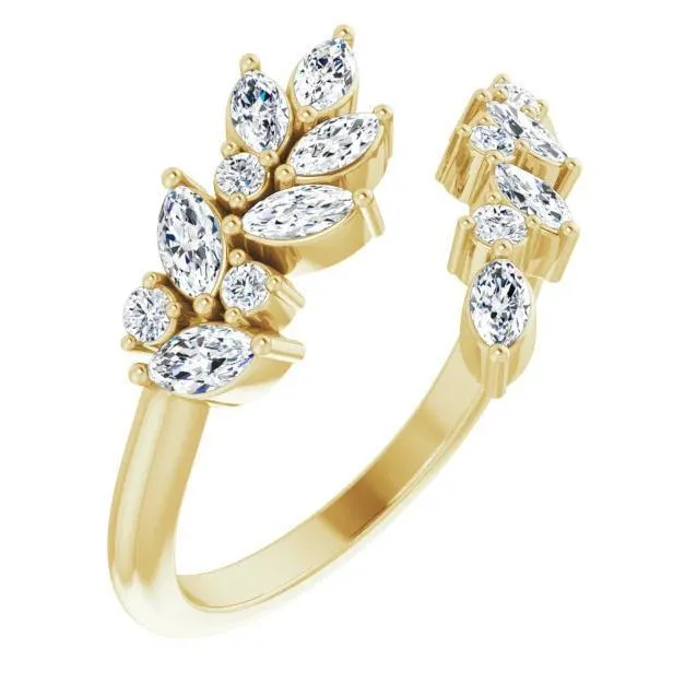 Fabianna 12 CTW Moissanite or Diamond Bypass Ring Fire Brilliance Rings