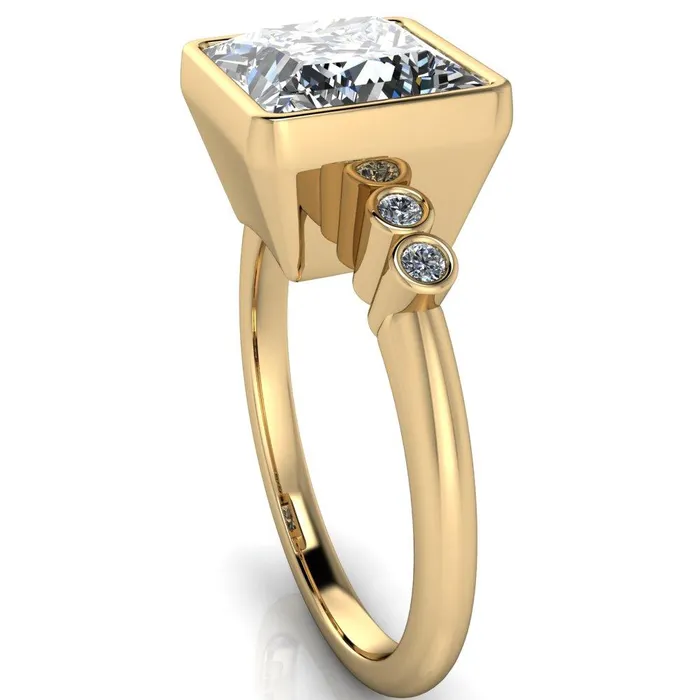 Fire Brilliance Amelie PrincessSquare Moissanite Full Bezel Engagement Ring Rings
