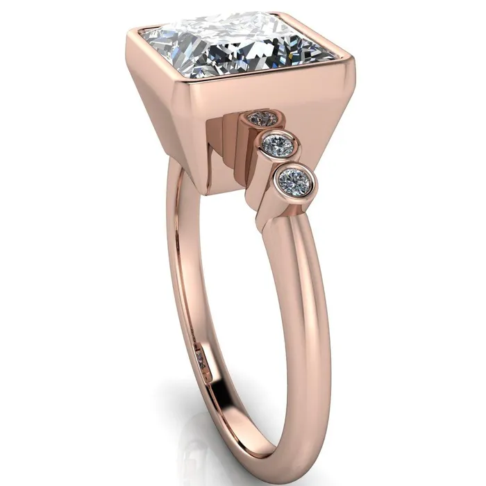 Fire Brilliance Amelie PrincessSquare Moissanite Full Bezel Engagement Ring Rings