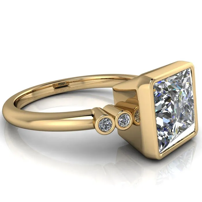 Fire Brilliance Amelie PrincessSquare Moissanite Full Bezel Engagement Ring Rings