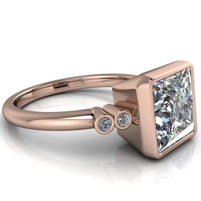 Fire Brilliance Amelie PrincessSquare Moissanite Full Bezel Engagement Ring Rings