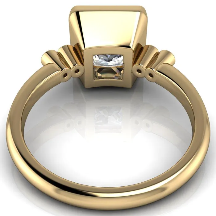 Fire Brilliance Amelie PrincessSquare Moissanite Full Bezel Engagement Ring Rings