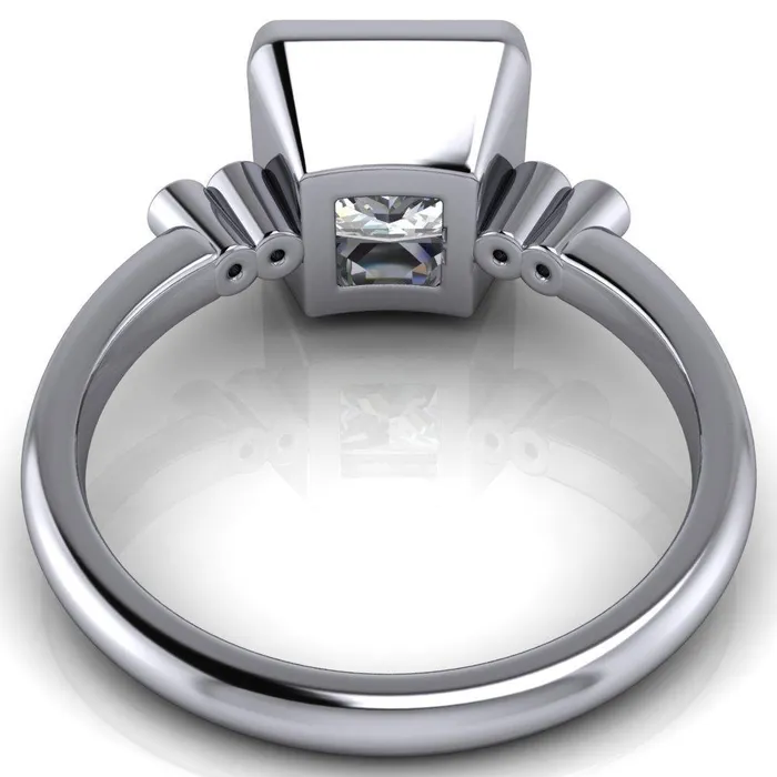 Fire Brilliance Amelie PrincessSquare Moissanite Full Bezel Engagement Ring Rings