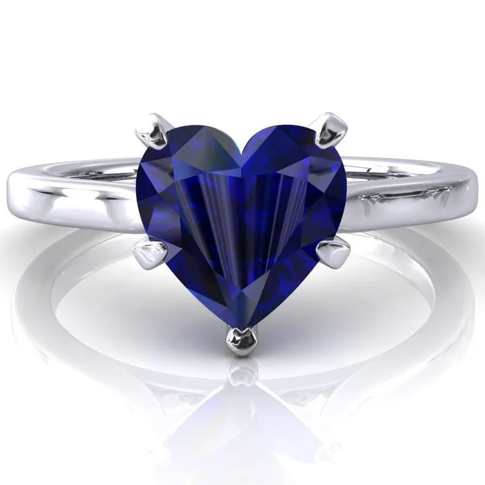 Fire Brilliance Darci Heart Blue Sapphire 5 Prong Cathedral Solitaire Engagement Ring Rings Fire Brilliance Darci Heart Blue Sapphire 5 Prong Cathedral Solitaire Engagement Ring Rings