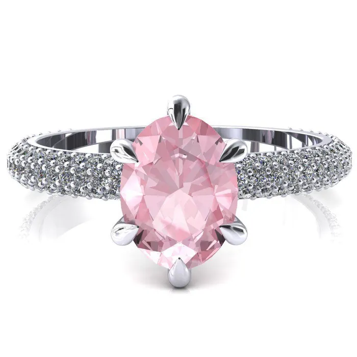 Fire Brilliance Elley Oval Pink Sapphire 6 Claw Prong Diamond Accent Engagement Ring Rings Fire Brilliance Elley Oval Pink Sapphire 6 Claw Prong Diamond Accent Engagement Ring Rings