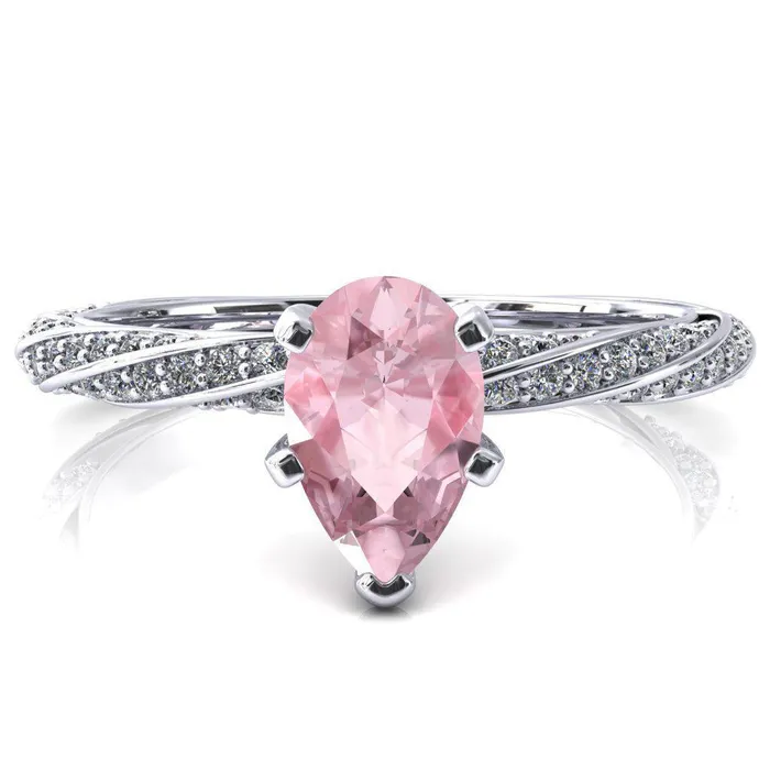 Fire Brilliance Elysia Pear Pink Sapphire 5 Prong 34 Eternity Diamond Accent Ring Rings Fire Brilliance Elysia Pear Pink Sapphire 5 Prong 34 Eternity Diamond Accent Ring Rings