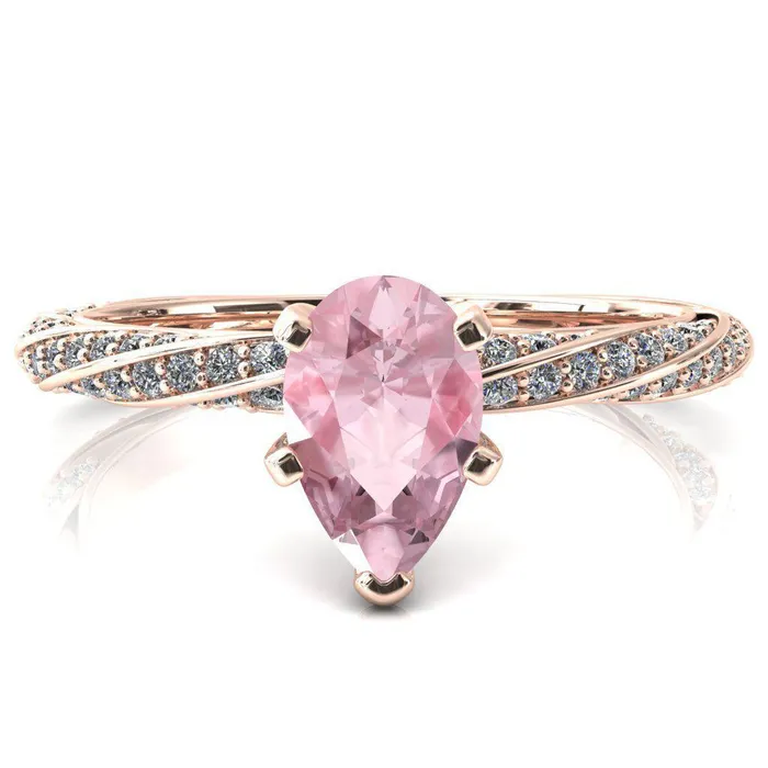 Fire Brilliance Elysia Pear Pink Sapphire 5 Prong 34 Eternity Diamond Accent Ring Rings