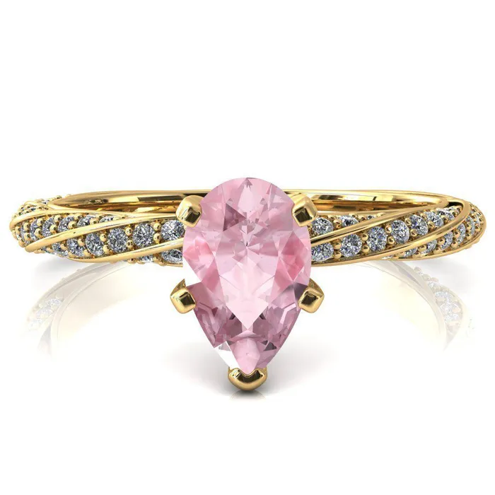 Fire Brilliance Elysia Pear Pink Sapphire 5 Prong 34 Eternity Diamond Accent Ring Rings