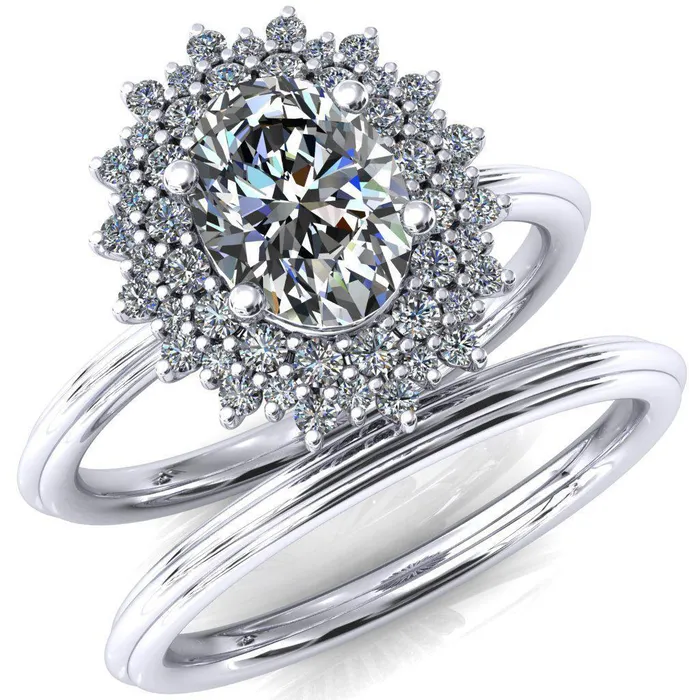 Fire Brilliance Eridanus Oval Lab Grown Diamond Center Stone 4 Prong Diamond Cluster Halo Engagement Ring Rings Fire Brilliance Eridanus Oval Lab Grown Diamond Center Stone 4 Prong Diamond Cluster Halo Engagement Ring Rings