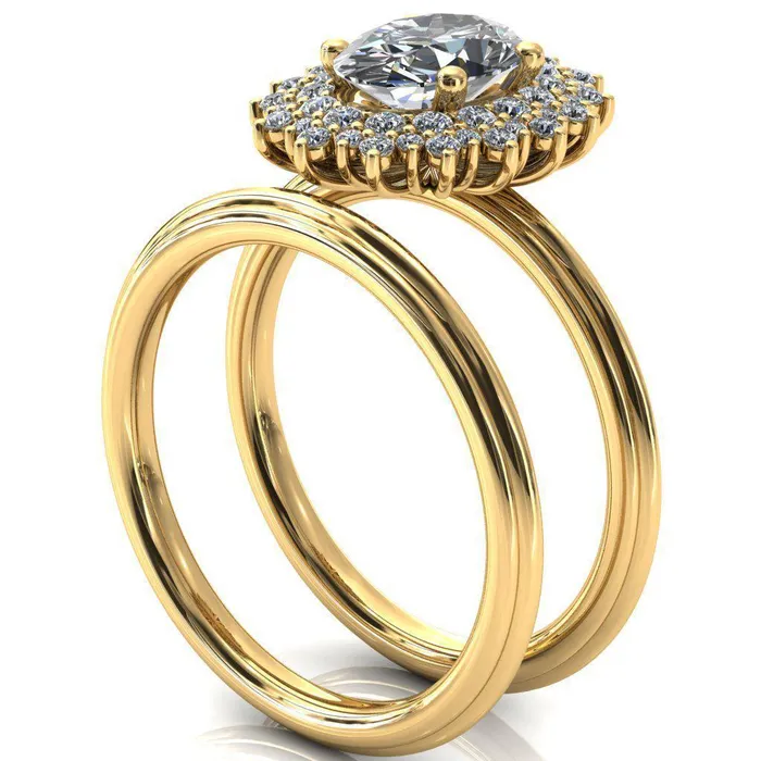 Fire Brilliance Eridanus Oval Lab Grown Diamond Center Stone 4 Prong Diamond Cluster Halo Engagement Ring Rings