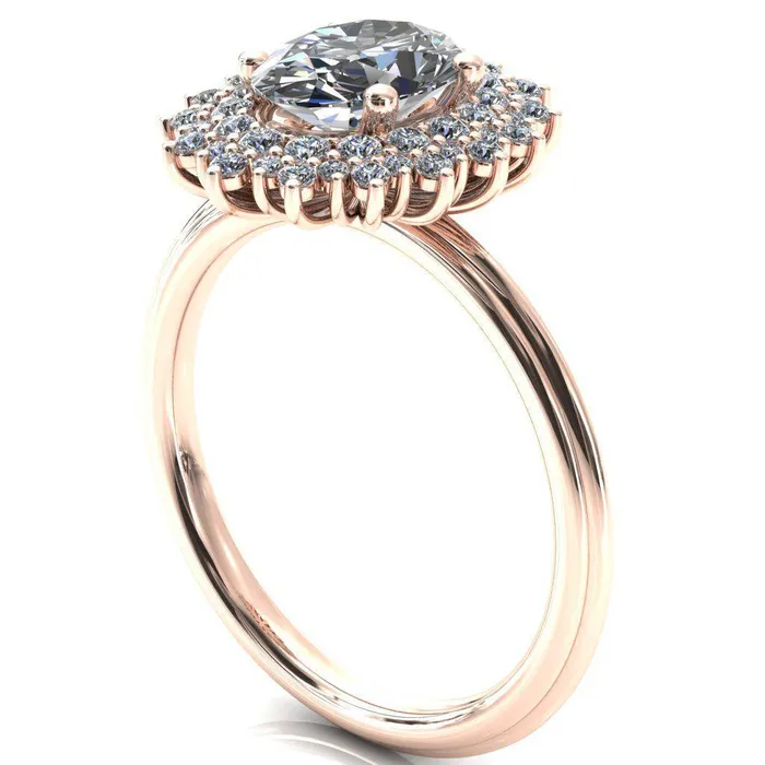 Fire Brilliance Eridanus Oval Lab Grown Diamond Center Stone 4 Prong Diamond Cluster Halo Engagement Ring Rings