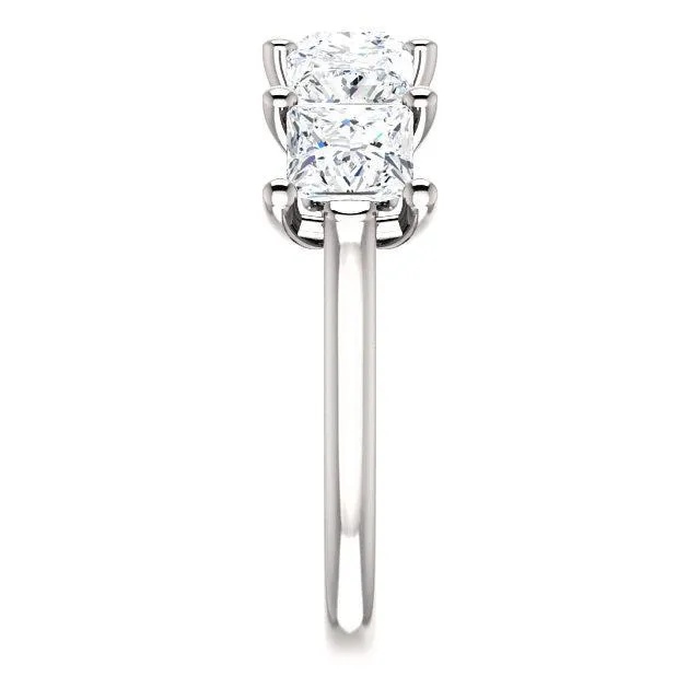 Fire Brilliance Estella Princess Moissanite Flower Basket Anniversary Band Rings