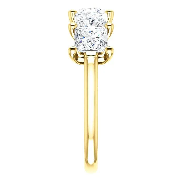 Fire Brilliance Estella Princess Moissanite Flower Basket Anniversary Band Rings