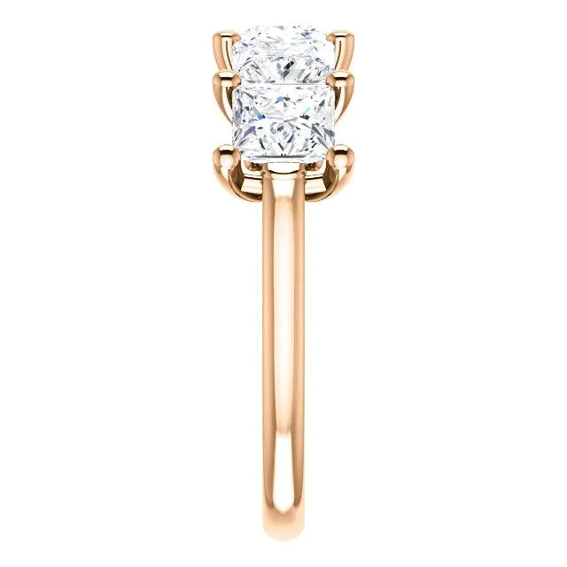 Fire Brilliance Estella Princess Moissanite Flower Basket Anniversary Band Rings