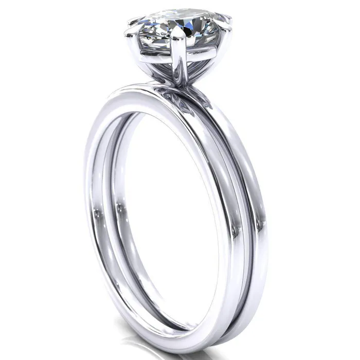 Fire Brilliance Lyla Oval Center Stone 6 Claw Prong Single Rail Solitaire Ring Rings